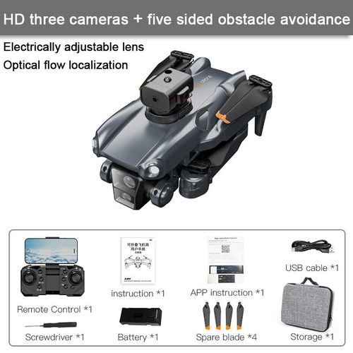Mini Importateur P25 Avec Caméra Hd 8k Pour Touristes,Gps,Photographie Aérienne,Pliable,Télécommande,Quadrirotor,Évitement D'obstacles,Jouet Pour Enfants - Type Black 8k 3cam-Generique