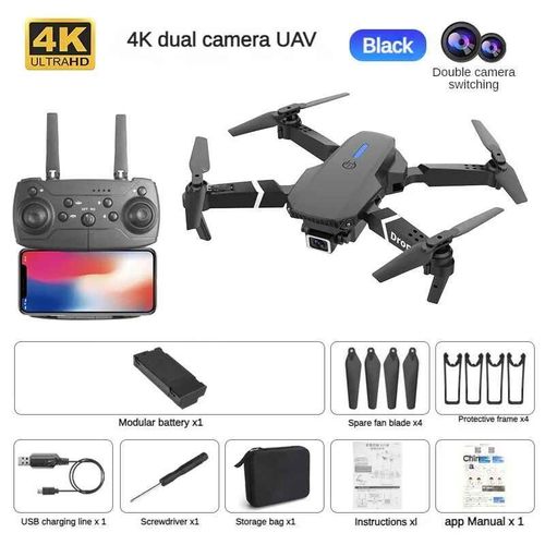 Drone Mini Fpv Quadcopter Équipé D'un Professionnel 4k,Caméra Touriste Haute Définition,Éclairage Led,Photographie Aérienne,Hélicoptère - Type Black-4k Dual-Generique