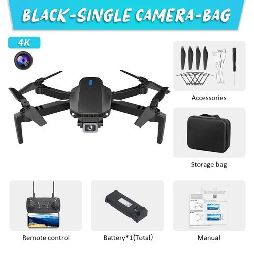Kdbfa-Drone E88 Pro Wifi Fpv Avec Caméra Hd 4k 2024 P Grand Angle,Quadrirotor Rc Pliable,Jouets Hélicoptère,Cadeau,1080 - Type Black-Sc-1b #A-Generique