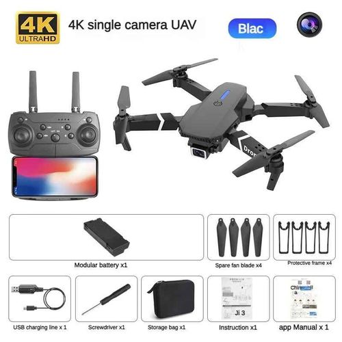 Drone Mini Fpv Quadcopter Équipé D'un Professionnel 4k,Caméra Touriste Haute Définition,Éclairage Led,Photographie Aérienne,Hélicoptère - Type Black 4k Single-Generique