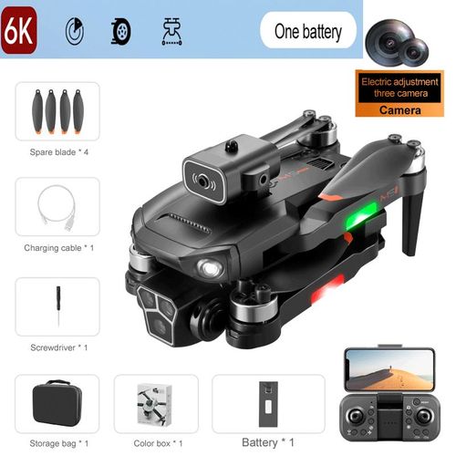 M1s Mini Drone 4k Avec Trois Caméras,Professionnel,Grand Angle,Localisation De Flux Optique,Quatre Voies,Évitement D'obstacles,Rc Quadcopter,Jouets - Type 6k Black 1b-Generique