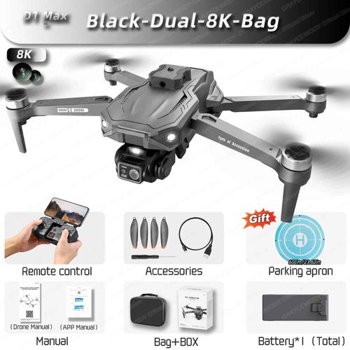 Xiaomi-Drone Mijia D1 Avec Caméra Hd Professionnelle 8k,Gps,Flux Optique 360 °,Évitement D'obstacles,Wifi,Hélicoptère Rc Sans Balais,10000m - Type D1-Black-8k-Generique
