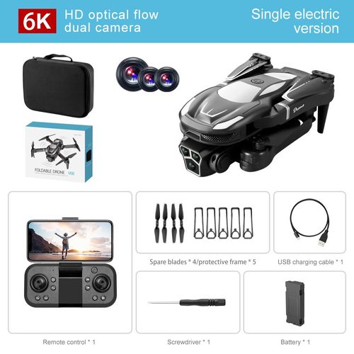 Drone Professionnel Pour Touristes,Caméra Haute Définition,Évitement D'obstacles,Photographie Aérienne,Pliable,Télécommande,Quadrirotor,V68,8k - Type 6k Black 1b-Generique