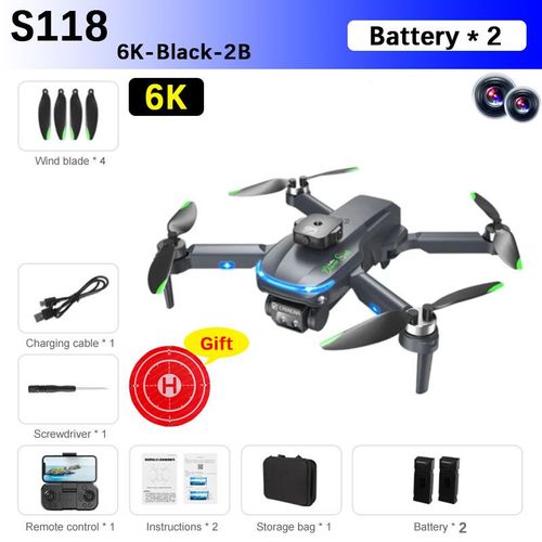 Bmad-Drone Professionnel S118 Rc 8k Esc Avec Caméra Pour Touristes,Moteur Sans Balais,Évitement D'obstacles,Quadrirotor Pliable,Jouets,Cadeau - Type 6k-Black-2b