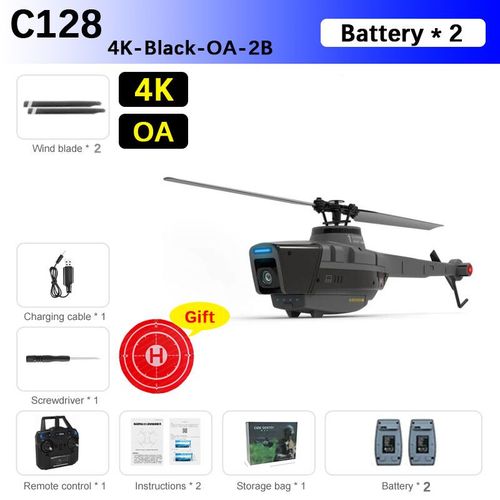 Bmad-Drone C128 Rc 2.4g,Hélicoptère Rc,4 Proplesscamera,Pouvez-Vous Roscope Électronique 6 Axes,Pression D'air Recommandée,Vs C127 C186,Jouet Cadeau - Type 4k-Black-Oa-2b-Generique
