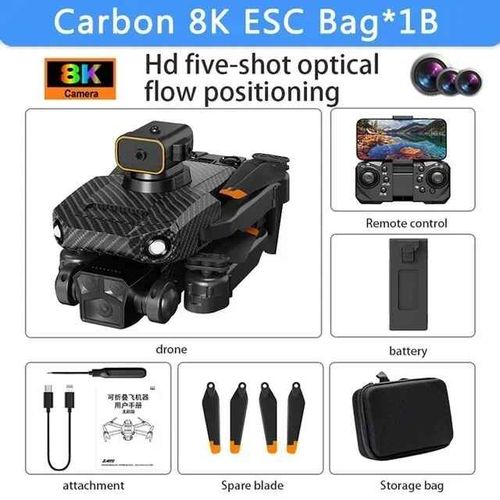 Drone Professionnel D'évitement D'obstacles,Caméra Double Hd,Moteur Sans Balais 5g,Jouets Quadricoptères Pliables,Cadeaux Pour Xiaomi P8 Pro,4k,8k - Type Carbon-8k-Bag-1b #C-Generique