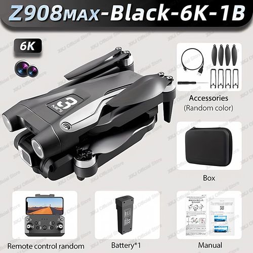 Mini Importateur Professionnel Z908max Dual 8k,Gps,9km,5g,Wifi,Fpv,Évitement D'obstacles,Sans Balais,Quatre Axes,Pliable,Quadricoptère Rc,Jouet Cadeau - Type Black-Dual6k-Bag-Generique