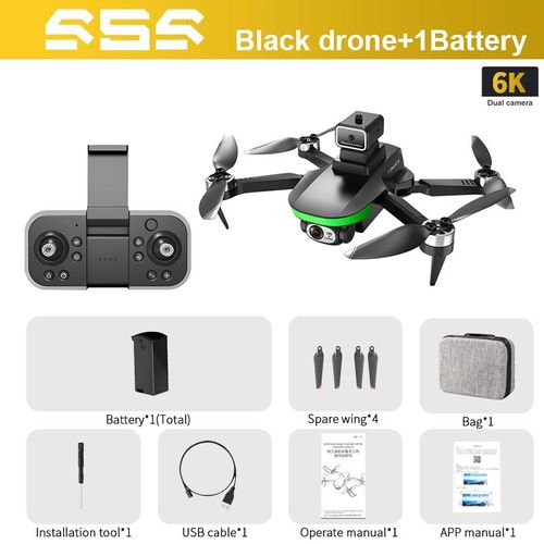 Kohr-Drone Professionnel S5s,8k Hd,Caméra Pour Touristes,Évitement D'obstacles,Brushless,3km,5g,Rc,Photographie Aérienne,Quadrirotor Pliable - Type Black-6k-1b-Generique