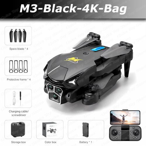Drone Professionnel Avec Évitement D'obstacles,Caméra Pour Touristes,4k,8k,5g,Wifi,Fpv,Pliable À Quatre Axes,Photographie Aérienne Andrea Rc,Jouets Cadeaux,M3 - Type Black-4k-Bag-1b-Generique