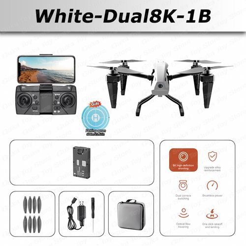 Drone Professionnel Ks66 Avec Moteur Sans Balais,Caméra Hd Pour Touristes,4k,8k,Wifi 5g,Localisation De Flux Optique Grand Angle,Quadrirotor - Type White-Dual8k-1b #A-Generique