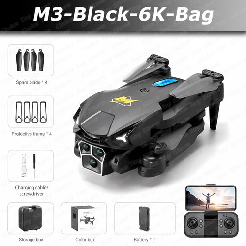Drone Professionnel Avec Évitement D'obstacles,Caméra Pour Touristes,4k,8k,5g,Wifi,Fpv,Pliable À Quatre Axes,Photographie Aérienne Andrea Rc,Jouets Cadeaux,M3 - Type Black-6k-Bag-1b-Generique
