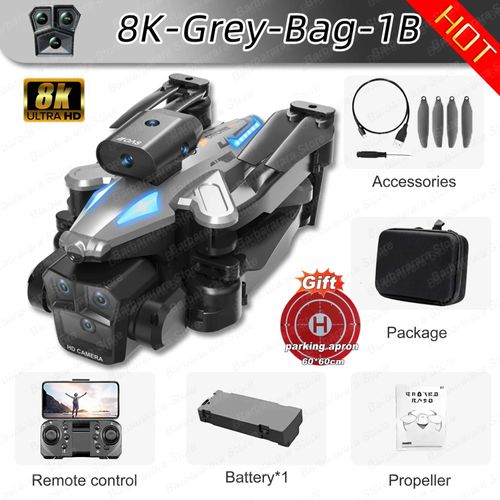 Drone Rc Gps C10 Max 1200m Hd 8k,Positionnement À Flux Optique,Évitement D'obstacles,Photographie Gestuelle,Quadrirotor Pliable,Cadeaux Jouets - Type Grey-8k-Bag-1b-Generique