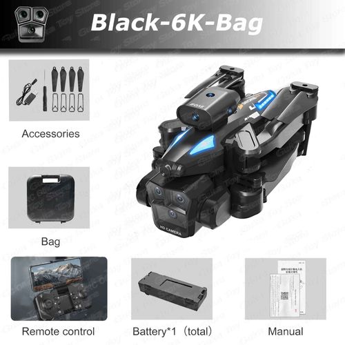 Drone Gps C10 Max,8k Hd,Flux Optique,Positionnement,Évitement D'obstacles,Photographie Gestuelle,Pliable,Quadrirotor,Tablier De Maintien,Vente - Type C10-Black-6k-Bag-Generique