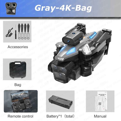 Drone Gps C10 Max,8k Hd,Flux Optique,Positionnement,Évitement D'obstacles,Photographie Gestuelle,Pliable,Quadrirotor,Tablier De Maintien,Vente - Type C10-Grey-4k-Bag-Generique