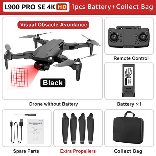 L900 Pro Se 4k Hd Drone À Double Caméra Eviter Les Obstacles Visuel Moteur Sans Balais Gps 5g Wifi Rc Drone Professionnel Fpv Quadcopter - Type Black 4k Hd-1b-Bag-Generique