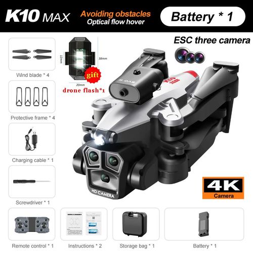 Drone K11max Avec Bombe À Eau Pour Photographie Aérienne,Quadrirotor Pliable À Flux Optique,Évitement D'obstacles À 360 °,3 Caméras,4k - Type K10-Silver #A-Generique