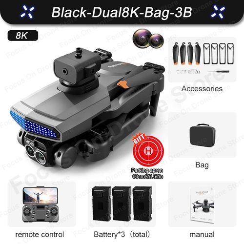 Mini Importateur Professionnel D6,Caméra Hd 8k,Évitement D'obstacles,Photographie Aérienne,Quadrirotor Pliable Sans Balais,Jouets Cadeaux - Type D6-Black-8k-Bag-Generique