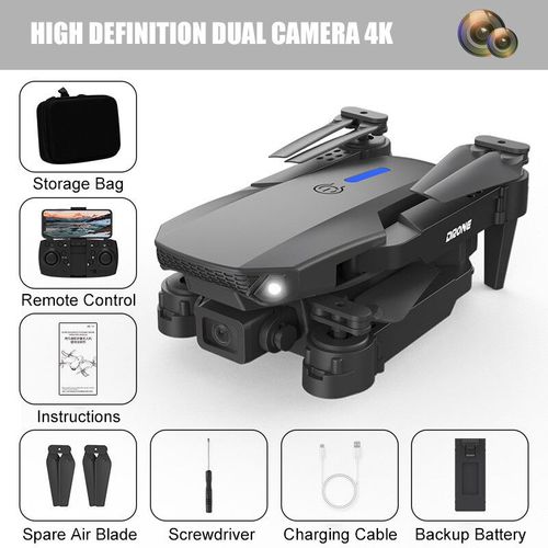 Drone Quadrirotor Pliable E88 Pro,Caméra Grand Angle Hd,Fpv,Wifi,4k,2024 P,Recommandé Pour Les Touristes,Importateur Rc,Jouets Hélicoptère,Cadeau,1080 - Type Black Dual-Generique