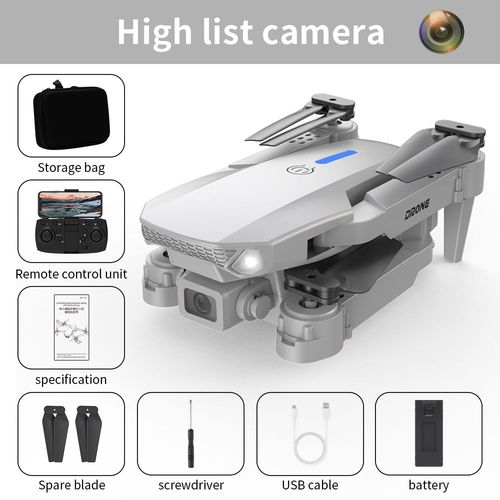 Drone Pliable Avec Caméra Hd Grand Angle Pour Touristes,Hélicoptère Rc,Wifi,Fpv,E88pro,4k,Professionnel,Recommandé De Tenir Un Tablier,Vente,2024 P,1080 - Type Grey-Single Camera-Generique