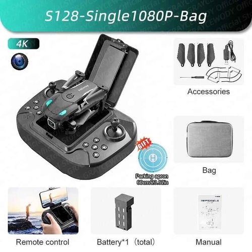 Mini Importateur Professionnel S128,Caméra Hd 4k Pour Touristes,Évitement D'obstacles,Pression D'air,Les Partenaires Recommandent Un Tablier De Vente Quadrirotor Pliable - Type Black-1080p-Bag-1b-Generique