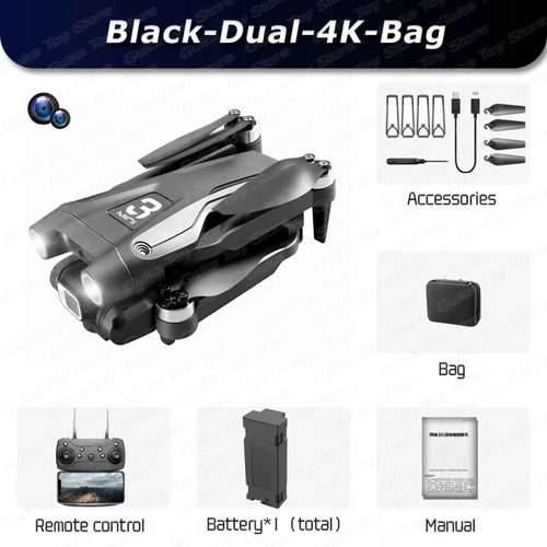 Z908max-Drone Gps 8k Hd Avec Caméra Pour Touristes,10km,Wifi Professionnel,Fpv,Évitement D'obstacles,Sans Balais,Quatre Axes,Pliable,Quadrirotor Rc - Type Black-Dual4k-Bag-Generique