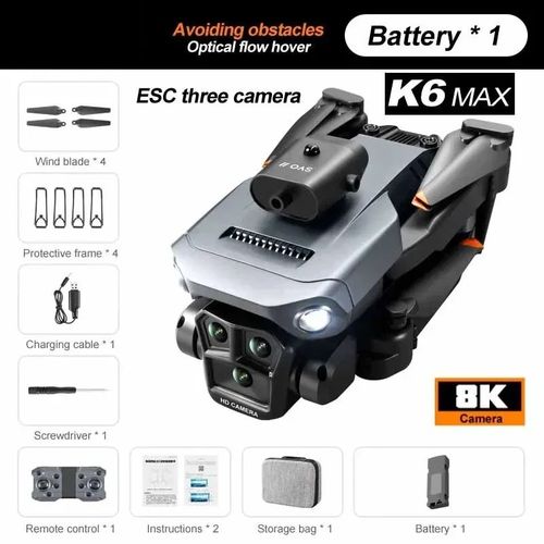 Drone Professionnel Avec Trois Caméras,Flux Optique Grand Angle,Évitement D'obstacles À Quatre Voies,Quadricoptère,Ata Jia K6 Max,8k,Gps - Type Black-Three-8k-1b #A-Generique