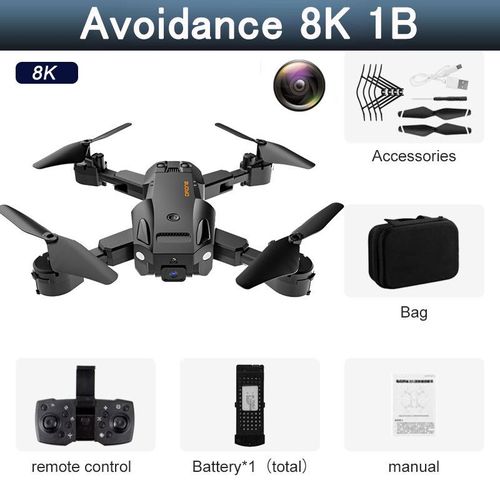 Drone Professionnel Hd 5g 8k,Wifi Gps,Caméra Pour Touristes,Évitement Fpv,Doté D'un Quadrirotor,Position De Flux Optique,Batterie Rc,Distance 5000m - Type Bk Avoidance 8k 1b-Generique