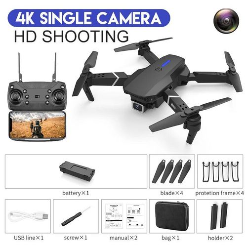 Drone E88 Pro Wifi Fpv Avec Caméra Hd 4k 2024 P Grand Angle,Quadrirotor Pliable Rc,Jouets Hélicoptère,Cadeau,1080 - Type 4k Single Camera #A-Generique