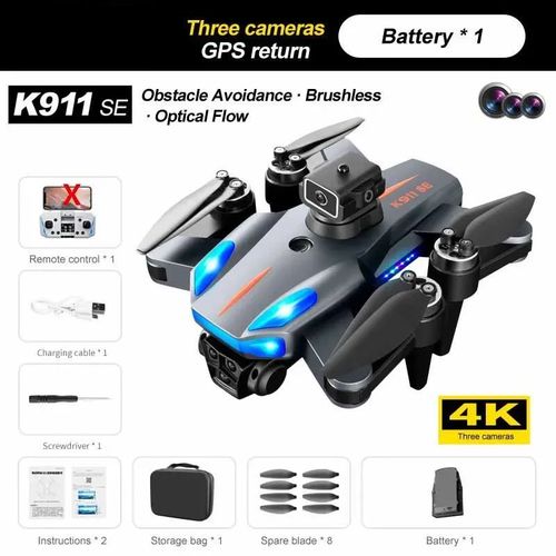 Mijia-Drone Professionnel K911,3 Caméras Hd,Gps,8k,Esc,5km D'autonomie,Photographie Aérienne,Moteur Sans Balais,Jouet Quadrirotor Pliable - Type 4k Triple Camera 1b #B-Generique