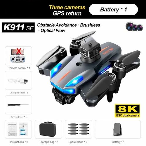 Mijia-Drone Professionnel K911,3 Caméras Hd,Gps,8k,Esc,5km D'autonomie,Photographie Aérienne,Moteur Sans Balais,Jouet Quadrirotor Pliable - Type 8k Triple Camera 1b #B-Generique