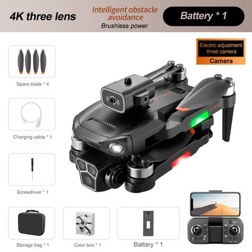 M1s Mini Drone 4k,Trois Caméras Professionnelles,Grand Angle,Localisation De Flux Optique,Évitement D'obstacles À Quatre Voies,Rc,Quadcopter,Jouets - Type 4k Black 1b #B-Generique