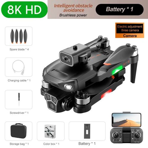 M1s Mini Drone 4k,Trois Caméras Professionnelles,Grand Angle,Localisation De Flux Optique,Évitement D'obstacles À Quatre Voies,Rc,Quadcopter,Jouets - Type 8k Black 1b #B-Generique