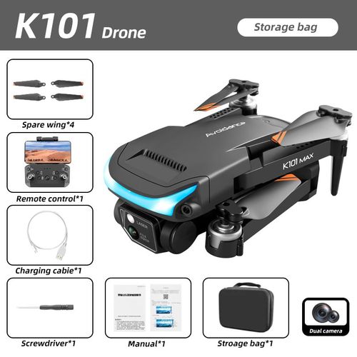 K750fa K101 Max Drones Avec Touristes,Caméra Hd 4k,Flux Optique,Évitement D'obstacles À 3 Côtés,Localisation Rc,Quadricoptère,Jouets Cadeaux - Type Black-Dual C-1b-Generique