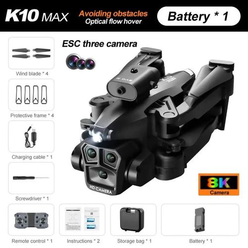 Xiaomi-Drone K10max 8k Professionnel Avec Trois Caméras,Localisation Optique Intelligente Du Flux,Évitement D'obstacles À Quatre Voies,5000m - Type Black-8k-Bag-1b #B-Generique