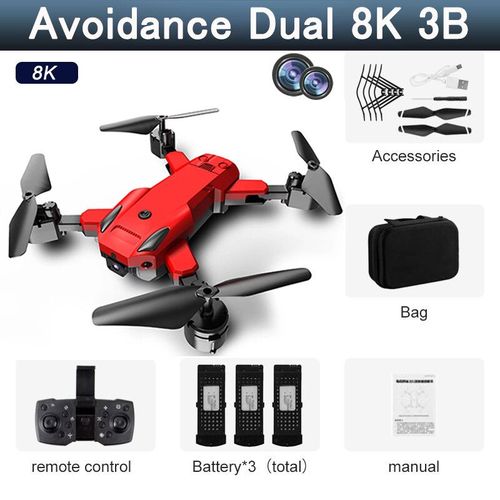 Drone Professionnel Hd 5g 8k,Wifi Gps,Caméra Pour Touristes,Évitement Fpv,Doté D'un Quadrirotor,Position De Flux Optique,Batterie Rc,Distance 5000m - Type Rd Avoid Dual 8k 3b-Generique
