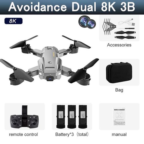 Drone Professionnel Hd 5g 8k,Wifi Gps,Caméra Pour Touristes,Évitement Fpv,Doté D'un Quadrirotor,Position De Flux Optique,Batterie Rc,Distance 5000m - Type Gy Avoid Dual 8k 3b-Generique