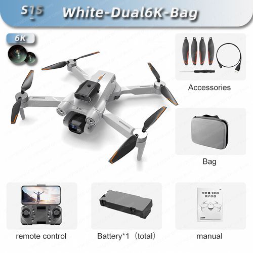 Mini Importateur Professionnel S1s,Caméra Hd 8k,Évitement D'obstacles,Photographie Aérienne,Quadrirotor Pliable Sans Balais,Jouets Dron - Type White-Dual6k-Bag-1b-Generique