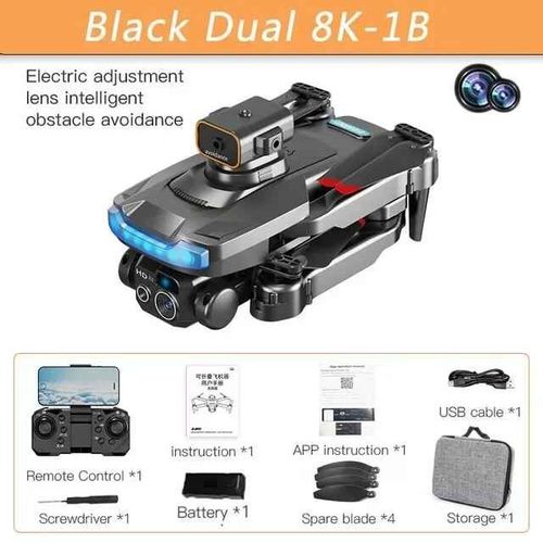Drone P15 Gps 8k Hd Caméra Professionnelle,Évitement D'obstacles,Photographie Aérienne,Sans Balais,Pliable,Quadrirotor,Jouet Cadeau - Type Black Dual 8k-1b #A-Generique