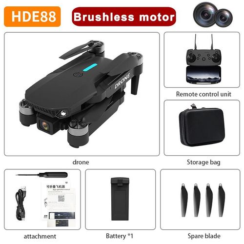 Drone E88 Pro Fpv Wifi 5g Avec Caméra Hd 4k 2024 P Grand Angle,Quadrirotor Pliable,Jouets Hélicoptère,Cadeau,1080 - Type Black-Brushless-Generique
