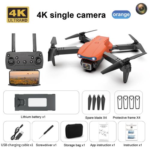 E99 Pro Dron Avec Caméra 4k Pour Touristes,Flux Optique,Quadricoptère,Évitement D'obstacles,Photographie Aérienne,Batterie De Grande Capacité,Jouet - Type One Lens Orange-Generique
