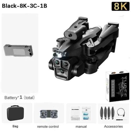 Drone K10 Max 8k Avec Trois Caméras Professionnelles,Grand Angle,Localisation De Flux Optique,Jouet D'évitement D'obstacles À Quatre Voies - Type Black-8k-Bag-1b #C-Generique