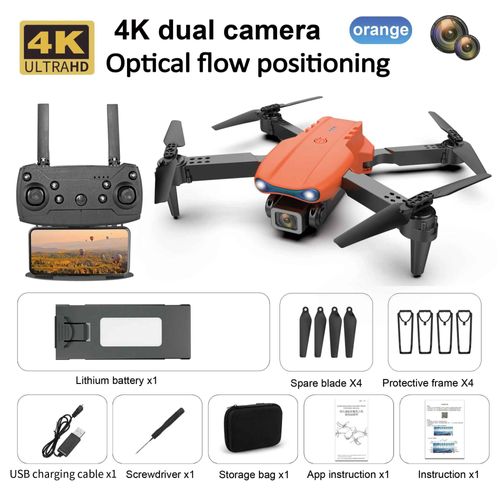 Pro E99 Rc Drone Pliable 4k Hd,Caméra Pour Touristes,Photographie Aérienne,Quadcopter,Flux Optique,Positionnement D'altitude,Maintien,Drone Jouets Cadeau - Type Orange-Of-Cam-Generique