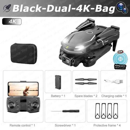 Mini Importateur V88 Avec Caméra Hd 8k,Télécommande 4k,Évitement D'obstacles,Photographie Aérienne,Quadrirotor Pliable Avec Tablier De Stationnement - Type Black Dual4k Bag 1b #B-Generique
