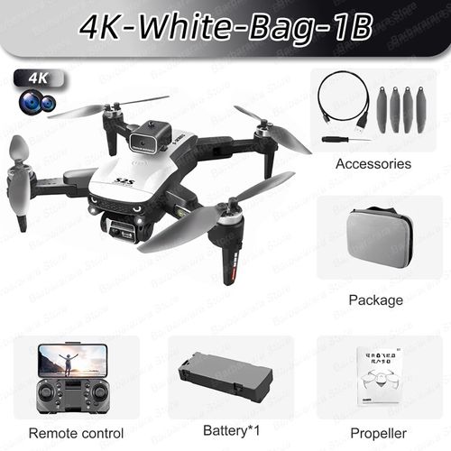 S2s-Drone Professionnel Rc Pliable Avec Caméra Pour Touristes,Moteur Sans Balais,Évitement D'obstacles,Jouet Quadrirotor,Tablier De Vente,Distance De 3000m,8k Hd - Type White Dual4k Bag 1b-Generique