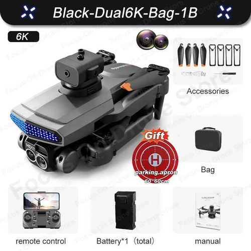 D6 Mini Drone Professionnel Avec Caméra Hd 8k,Évitement D'obstacles,Photographie Aérienne,Brushless,Quadrirotor Pliable,Jouet Cadeau,6000m - Type Black-Dual8k-1b-Generique