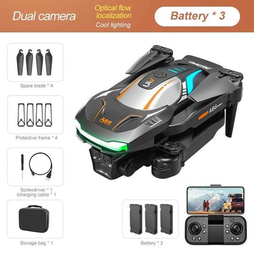 Xiaomi-Drone Professionnel A88,Caméra Hd 8k,Évitement D'obstacles,Photographie Aérienne,Flux Optique,Quadrirotor Pliable - Type 8k Dual Black 3b