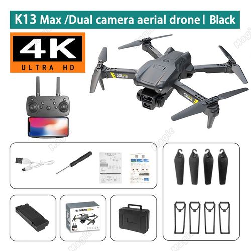 Drone Professionnel K13max 8k Avec Caméra Hd Pour Touristes,Wifi,Évitement D'obstacles,Photographie Aérienne,Flux Optique,Quadrirotor Rc Pliable - Type Black Dual-4k-1b-Generique