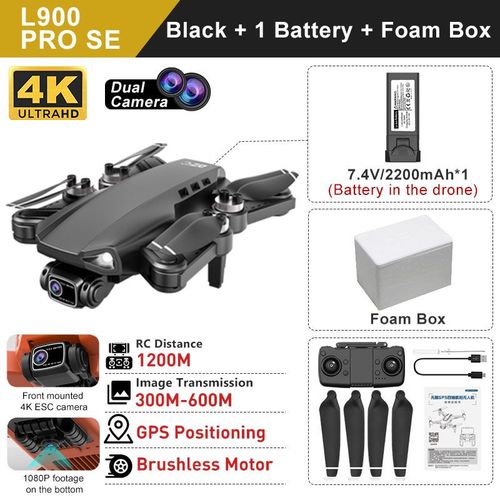 Circzrc-Drone Gps L900 Pro Se,Moteur Brushless Professionnel 4k,Wifi 5g,Photographie Aérienne,Hélicoptères Fpv,Quadricoptère Pliable - Type L900prose-Black-Foam-Generique