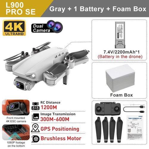 Circzrc-Drone Gps L900 Pro Se,Moteur Brushless Professionnel 4k,Wifi 5g,Photographie Aérienne,Hélicoptères Fpv,Quadricoptère Pliable - Type L900prose-Gray-Foam-Generique