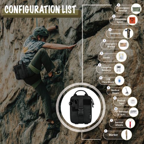 Bal 37- Kit De Survie De Premiers Secours,Ifak,Fourni Avec 20 Articles Emt Pour Urgence En Plein Air - Type Full Kit-Black